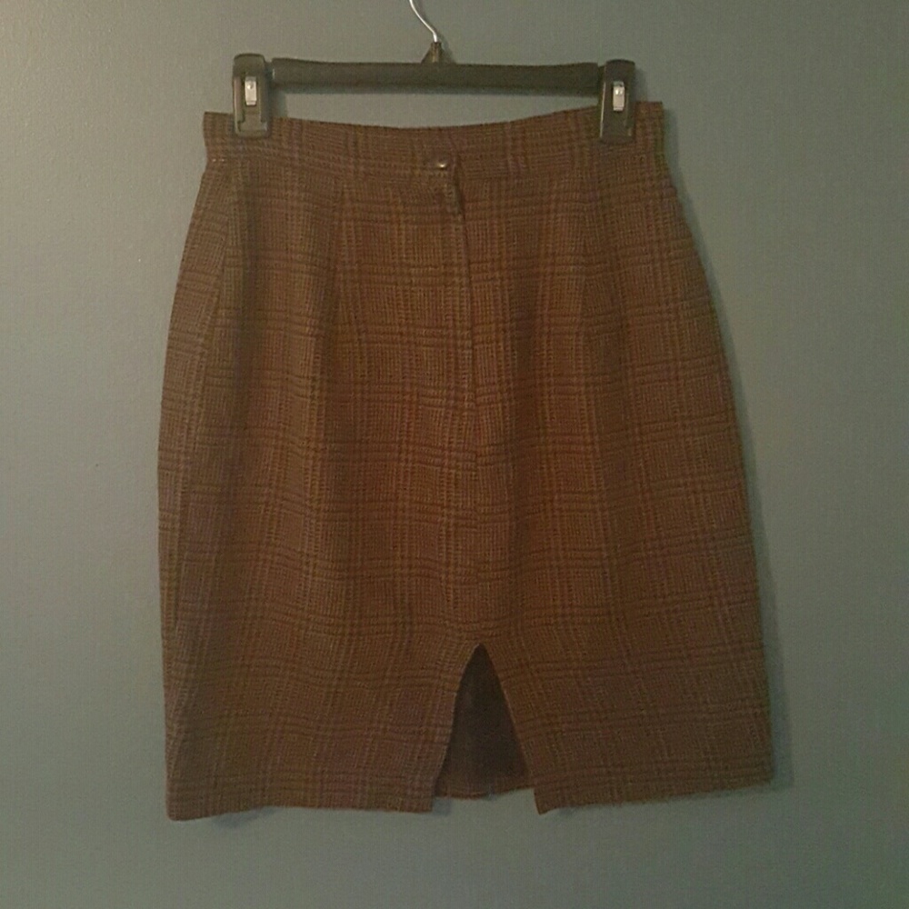 Dark Academia Vintage Brown Plaid Skirt